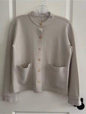 Eileen Fisher Cream Button-Front Pocket Jacket